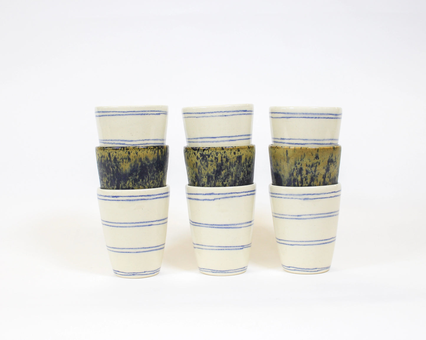 Straight Drinking Cup - Natural Blue Lines
