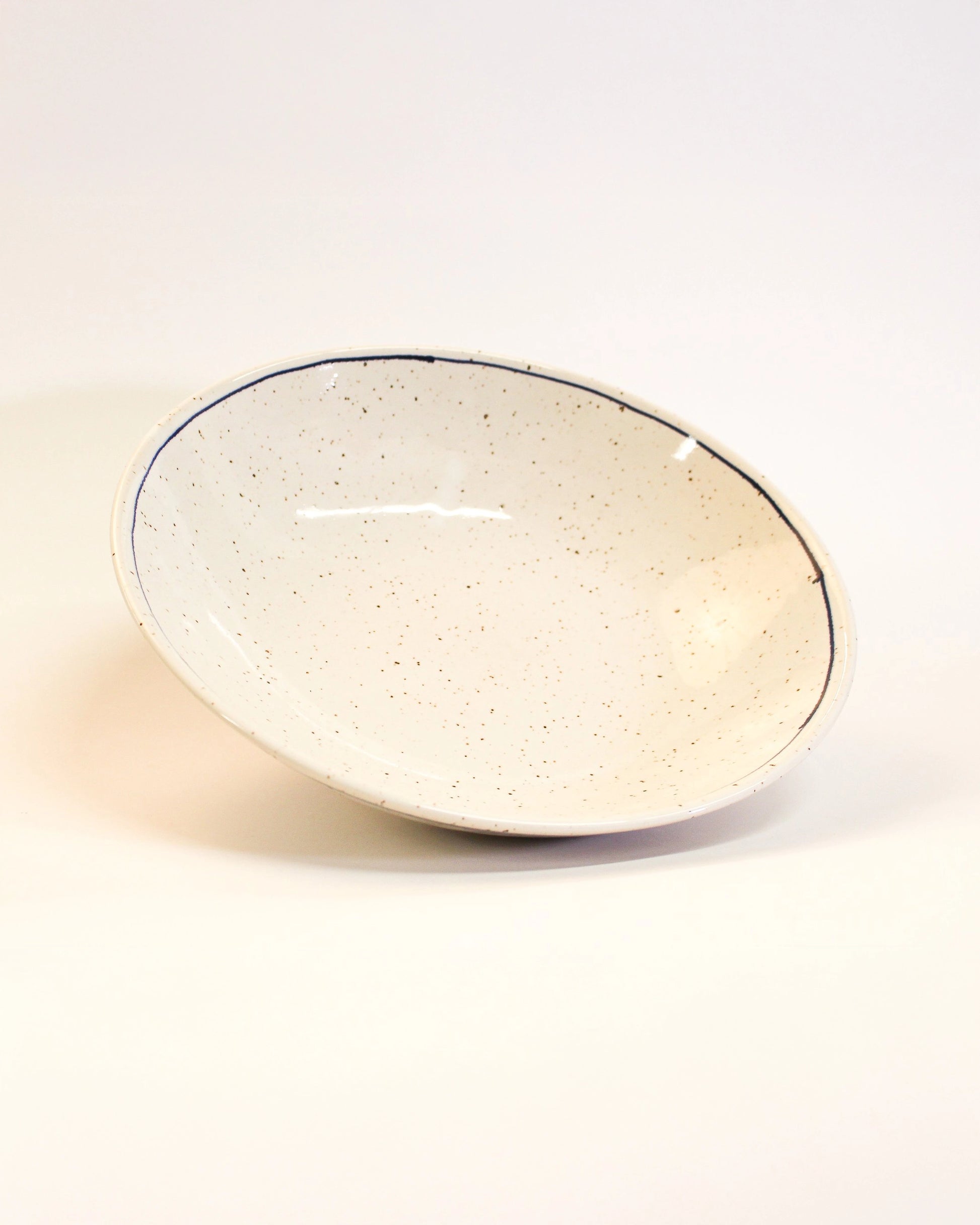 Low and Wide Handmade Ceramic Bowl with Line Design from Mima Ceramics by Michelle Organ
