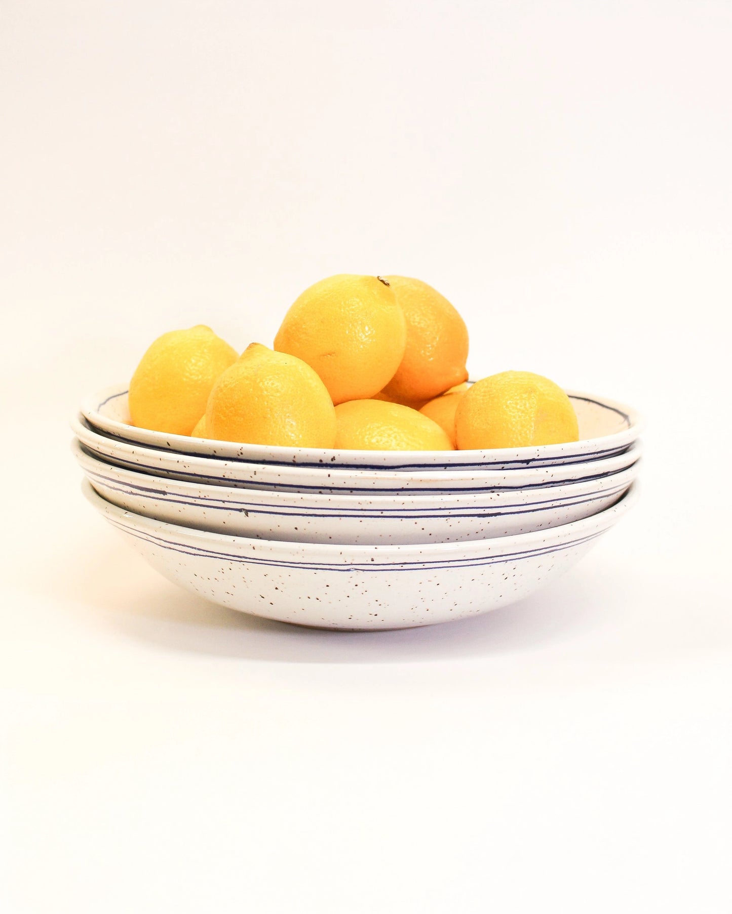 Low and Wide Handmade Ceramic Bowl with Line Design from Mima Ceramics by Michelle Organ
