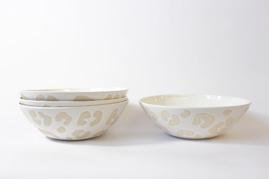 White Animal Print Handmade Ceramic Bowl from Mima Ceramics by Michelle Organ