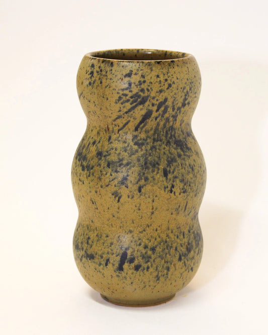 Small Curvy Vase in Olive Green Speck Print from Mima Ceramics by Michelle Organ