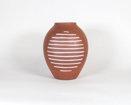 Burgundy Pink Stripe Round