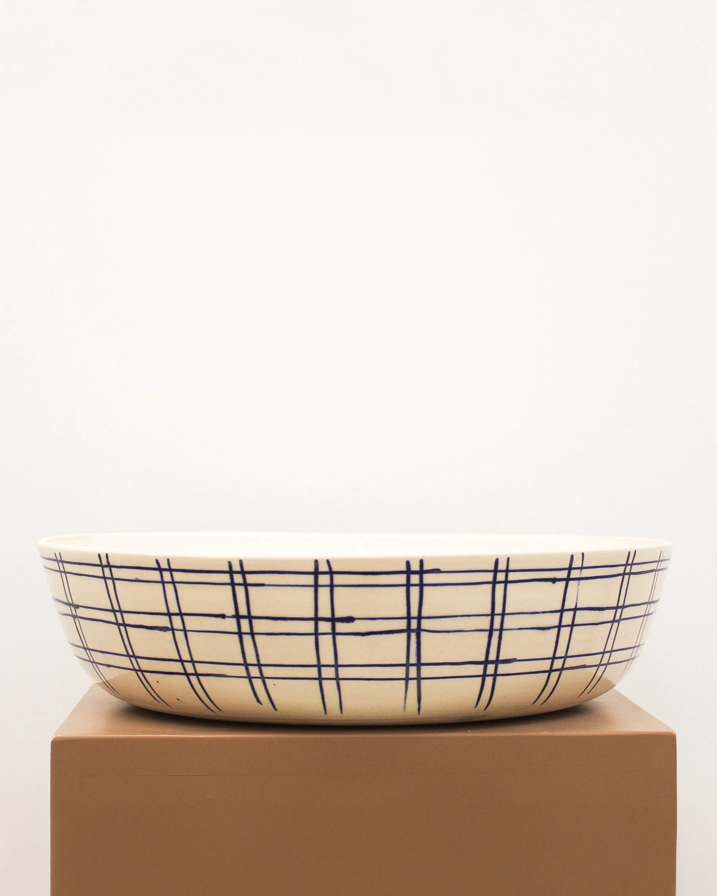 Handmade Ceramic Serving Dish in White Grid Pattern from Mima Ceramics by Michelle Organ