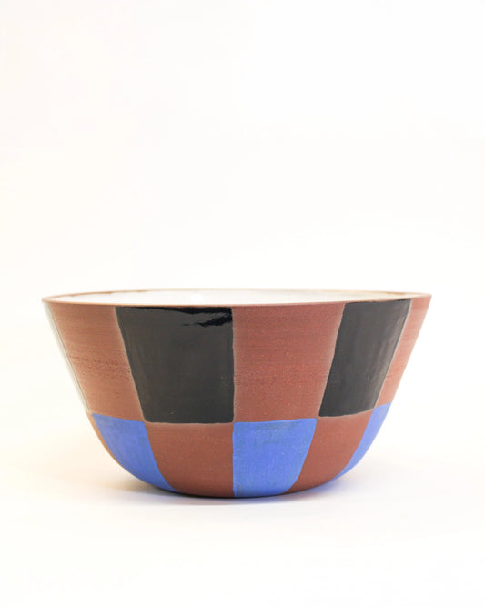Small Handmade Ceramic Salad Bowl in Harlequin Print by Ceramic Artist Michelle Organ