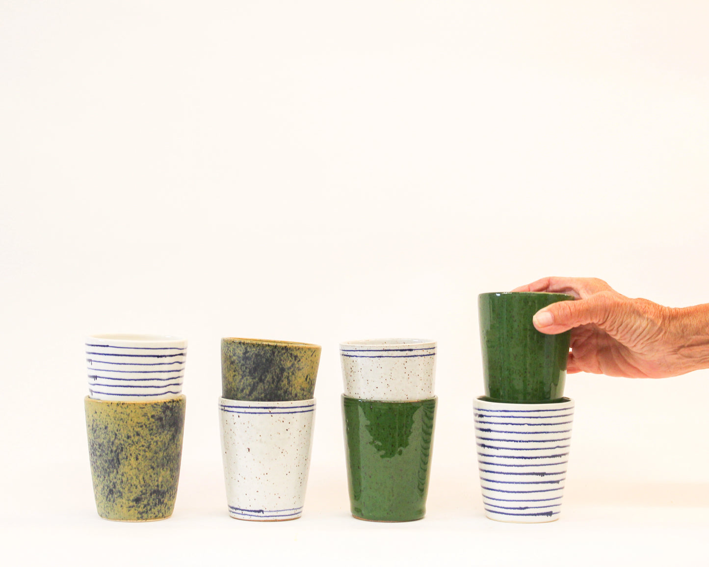 Straight Drinking Cup - White Speckled Double Lined