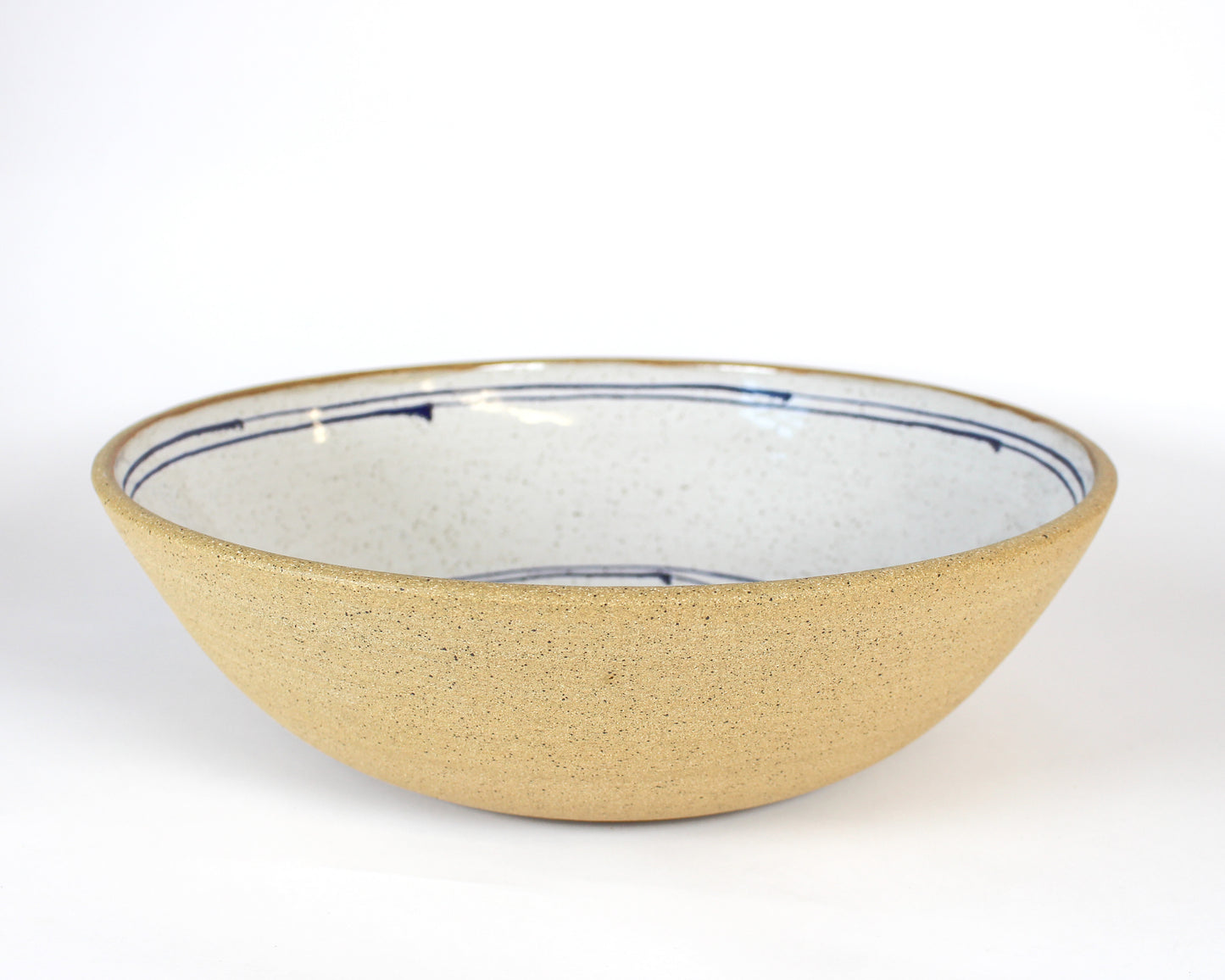 Large White and Blue Serving Bowl