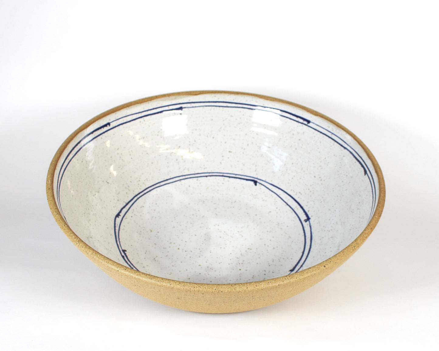 Large White and Blue Serving Bowl