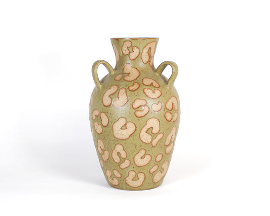 Olive Print Vase with Handles