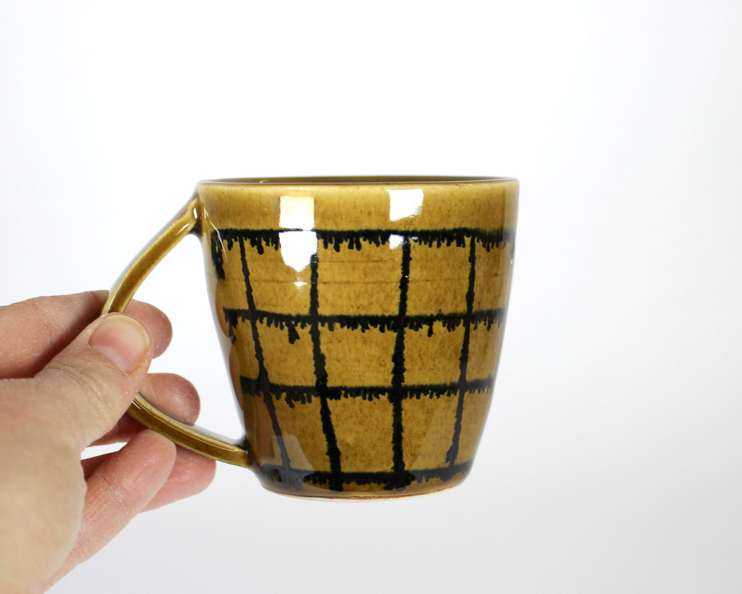 Straight Wall Short Mug - Butterscotch Grid